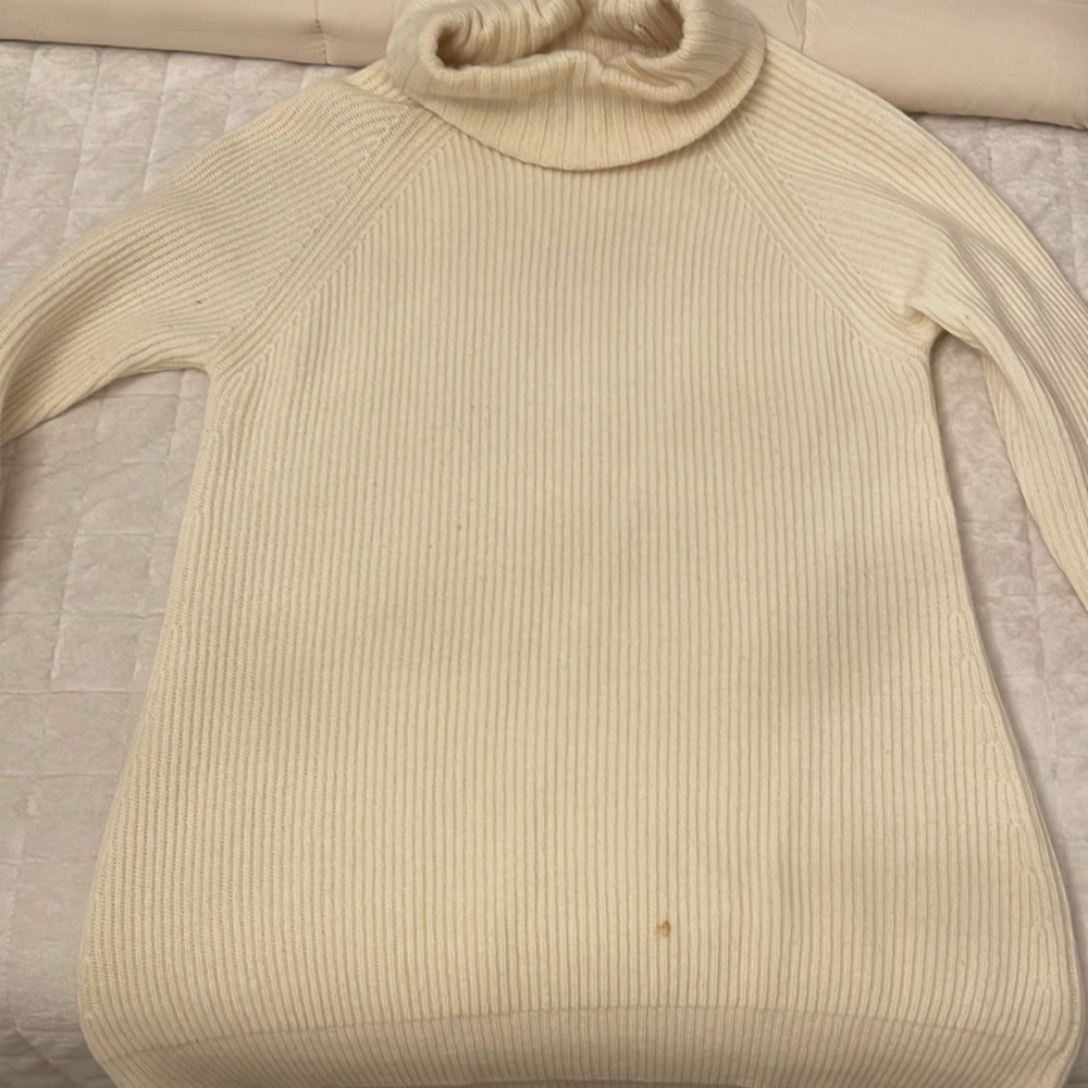 Cream cashmere and wool
Long turtleneck sweater
